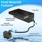 NFESOLAR Pond Kit, Includes Pond Waterfall Spillway and Solar Pond Filter Fountain, for Garden Outdoor Pond