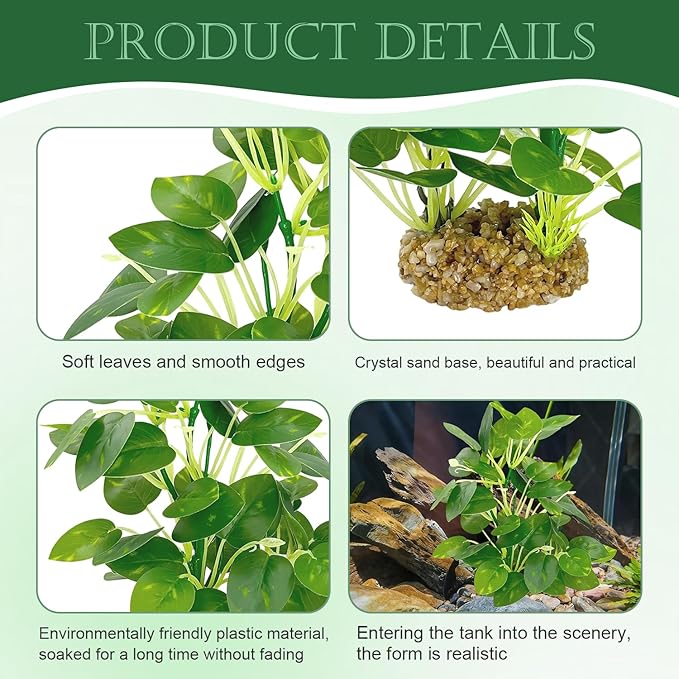 Silk Aquarium Plants (2-Pack) 9.8 Inch Artificial Plastic Fish Fish Habitat Decor, Small to Moderate Size Aquarium Decorations, Safe Green Plants for Freshwater Tanks