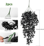 RECUTMS Hanging Artificial Plants Faux UV Resistant Flowers Bulk Outdoor Plastic Greenery for Party Home Wall Bedroom Window Hanging Planter Outside Decor Pack of 2 (Black)