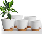 Utopia Home Self Watering Pots for Indoor Plants, Planters for Indoor Plants, Multi-Size Flowerpot, Set of 5 Plant Pots with Drainage & Reservoir, 6.8"/6.4"/5.9"/5.5"/4.9" (White)