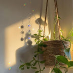 HDCRYSTALGIFTS 4 Pack Crystal Sun Catchers with 13.5'' Small Trellis for Potted Plants Indoor Plant Stake Suncatcher Decoration for Home Window Garden, Sliver