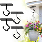 Lifyzoon Ceiling Hooks for Hanging Plants: 4 Pack 2.5 Inch Iron Plant Bracket for Wall Mount, Black Metal Plant Hangers Wall Hooks for Light, Lanterns, Wind Chimes, Outdoor Indoor