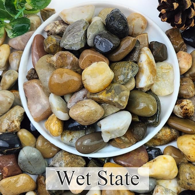 YISZM 5lbs Aquarium Rocks, 5/8" Natural Mixed Pebbles for Plants Decorative Polished River Rocks for Fish Tank, Landscaping, Gardening, Flower Pots, Vase Fillers, Indoor Water Fountains