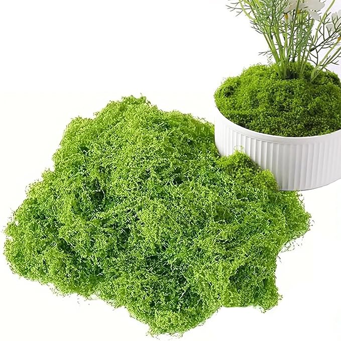 Fake Green Moss for Decorating, Artificial Moss for Aquarium Model Crafts Table Centerpieces Decor (Green, 200g/7oz)