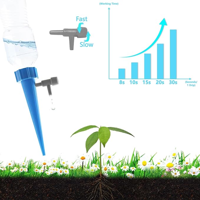 Self Watering Spikes for Plant, 20PCS Self Watering Planter Insert, Plant Watering Spikes with Adjustable Control Valve Switch, Plant Watering Devices for Indoor Outdoor Potted Plants