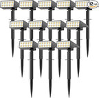 WENATY Solar Lights Outdoor Waterproof IP65, [12 Pack/4 Modes] Spot Solar Light for Outside, Dusk to Dawn LED Solar Powered Yard Garden Landscape Lighting Spotlights for Path Patio Walkway, Warm White