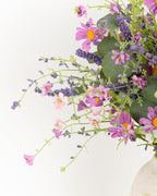 20" Artificial Flowers Bouquet for Vase Indoor, 6 stem Faux Silk Daisies Lavender Silver Dollar Eucalyptus Leaves Wildflower Floral Arrangement Home Decor for Living Room Dining Table Entryway