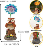 COWOS Solar Powered Owl Garden Statue with Glowing Flower Light, Hand-Painted Resin Figurine for Outdoor Patio, Yard, Lawn Decor, Gift for Nature Lovers
