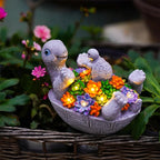 Pohabery Solar Turtle Figurines Garden Decor, Cute Turtle Statue with Baby with 7 LED Solar Lights Garden Lawn Decorations for Patio & Yard, Gifts for Mom, Gery