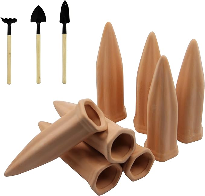 MorTime 8pcs Plant Watering Devices, Plant Waterer Self Watering Terracotta Spikes Automatically Water Your Indoor and Outdoor Plants While On Vacation