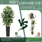 Artificial Dracaena Tree：7FT Faux Silk Tropical Yucca Floor Trees Realistic Fake Green Plant with Natural Wood Trunk & Lifelike Leaves for Home Office Decor Indoor & Outdoor (7FT,1-Pack,Black)