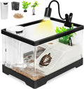 XLarge Turtle Tank Kit,All In One Red Eared Slider Aquarium,PC Aquatic for Baby Tortoise,Fishes and Amphibians, Includes Silent Filter,Filter Plates,UVB Lamp,Bulb,Plants,Stone,Basking Platform
