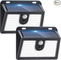 [2 Packs] Solar Motion Sensor Outdoor Lights, Super Bright Solar Lights Outdoor Waterproof, 3 Lighting Modes Security Wall Light for Outside Walking Dog Fence Backyard Deck Garden Door Step Garage