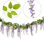 Lvydec Wisteria Artificial Flowers Garland, 4 Pcs Total 28.8ft Artificial Wisteria Vine Silk Hanging Flower for Home Garden Outdoor Ceremony Wedding Arch Floral Decor (Light Purple)