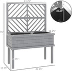 Outsunny Raised Garden Bed with Trellis for Climbing Plants, Vegetable, Grape Vines, Elevated Planter Box with Legs, Drainage Holes and Filter for Outdoor Garden, Patio, Gray