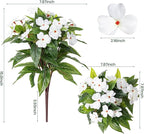 Nigirior Artificial Fake Flowers for Outdoor Décor 6 Bundles UV Resistant Fake Plants for Planter Faux Impatiens for Home Porch/Garden Stunning（Yellow/White）