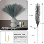 SeptCat 60 Pcs Pampas Grass Light Grey and Dark Grey Decor 21.7" Fluffy Faux Short Pampas Grass Artificial Small Pompas Grass Flower Vase Filler for Home Wedding Decoration