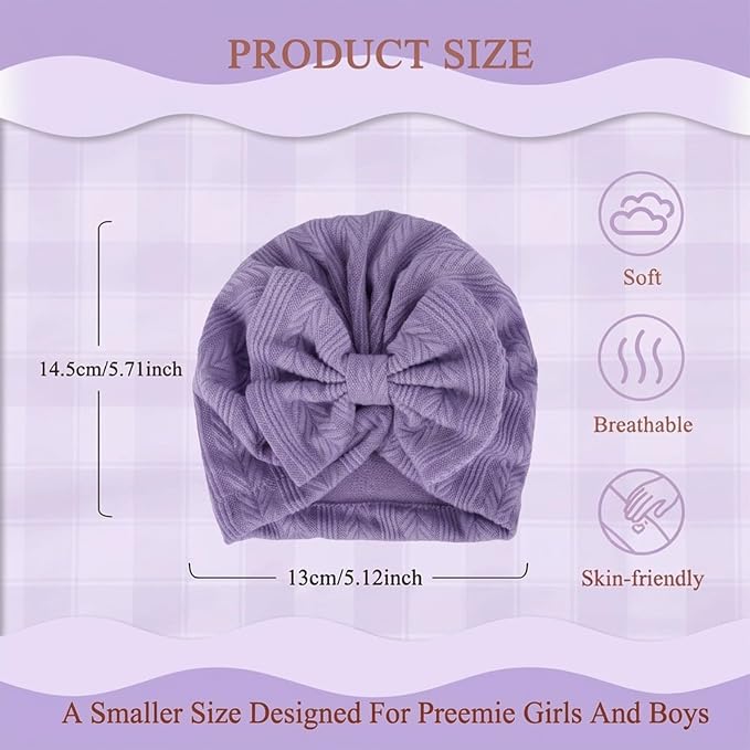 Newborn Baby Girl Hats Mittens Set Cotton Hospital Bow Hat Beanies Caps Gloves for New Born Girls 0-6 Months