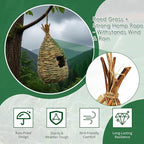 Gute Hummingbird Houses for Outside Hanging, Natural Grass Hanging Bird Hut, Hand Woven Bird Nest, Large Wren Finch Bird House for Garden Window Outdoor Home Decoration, 3 Pack