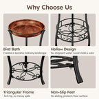 Homsorout Plant Stand Indoor Outdoor - 3 Tier 32" Tall Metal Plant Shelf with Bird Bath, Rustproof Stable Flower Pot Holder for Planter Corner Garden Balcony Patio, Black