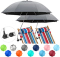 2 PACK Beach Umbrella with Clamp, 360 ° Adjustable Umbrellas for Chair, UPF50+ Umbrella for Beach Chair, Patio Chair, Wheelchair, Camping Chair, Golf Carts (Chair Not Included)