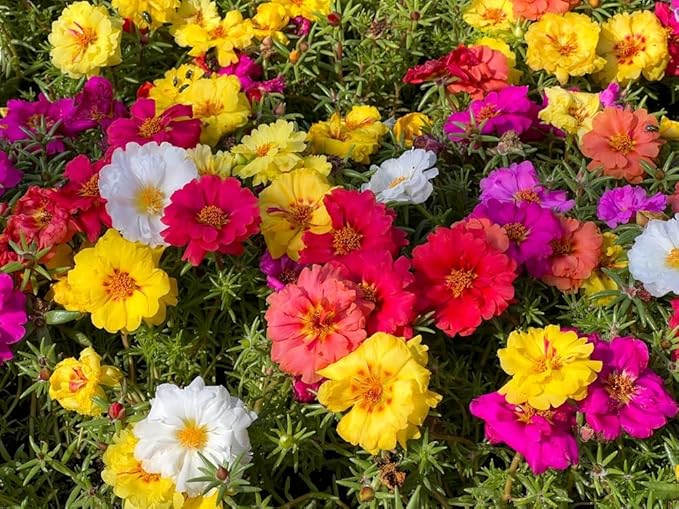 2,000 Moss Rose Seeds - Spreading Succulent, Heat & Drought Tolerant Ground Cover Plant Mix - Portulaca grandiflora