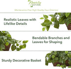 Nearly Natural 34in Artificial Pothos Ivy Plant with Ledge Basket Faux Trailing Cascading Greenery for Indoor Home Decor