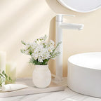Jahe Hydrangea Artificial Flowers Mixed Potted Plant, Faux Hydrangea Flowers Fenterpieces for Tables, Fake Daisy Mixed Bouquet with Pot, Living Room Bedroom Bathroom Balcony, White