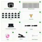 60FT Drip Irrigation System for Garden – Automatic Watering Kit with Solid Brass Metal Connectors, 360° Bendable Tubing &16 Adjustable Nozzles for Greenhouse, Lawn, Yard & Plants