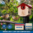 SISTERBIRD Wren Bird Houses for Outside Cedar Hanging Birdhouses for Outdoors 1-1/8" Entrance Hole Bird Houses for Outside Clearance Wooden Nesting Box Chickadee Predator Guard, Red