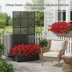 QINPTWUT Louver Edition Privacy Screen Planter Box with Trellis, Metal Raised Garden Bed for Climbing Plants, Outdoor Pattern Divider for Patio Balcony Backyard, 27 Gallon Capacity, Easy Assembly