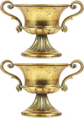 Amosfun 2pcs Vintage Urn Vase Brass Flower Pots Roman Style Trumpet Vases for Centerpieces Garden Patio Front Porch Decoration 9.2 x 6.3 Inch