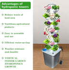 35 Pots Hydroponic Tower, Hydroponics Growing System Tower, Vertical Tower Planter, Pump Tower with Timer Automatic Watering, Irrigation Pump and Movable Water Tank, for Hydroponic Lovers, Grey