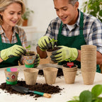 NNG 40 Set Garden Paper Pot Craft Kit,40Pcs Round Paper Mache Pots Peat Plant Pots with 400pcs Adhesive Foam Stickers & 40Pcs Pots Labels,Flower Plant Spring Craft for DIY Flower Planting