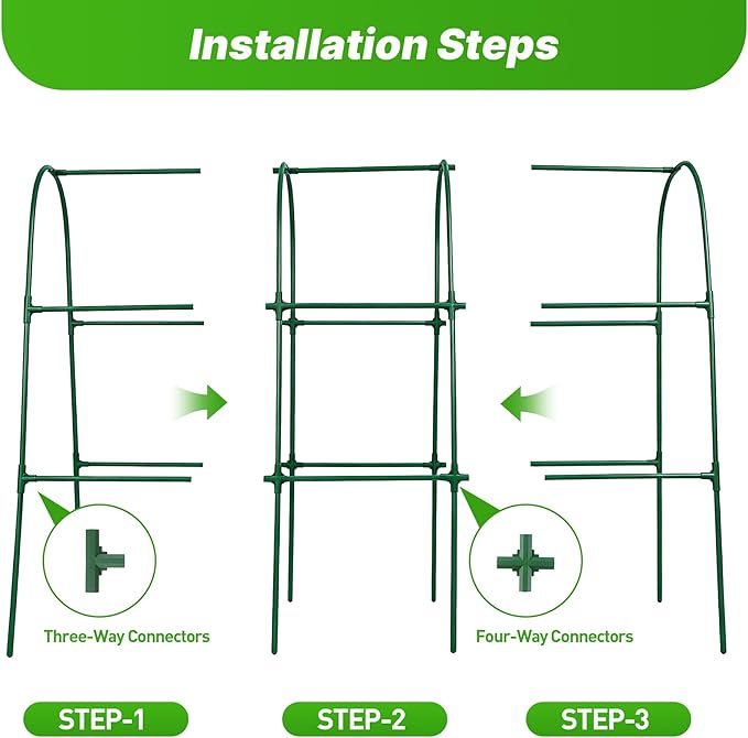 Cucumber Trellis for Raised Garden Bed, U-Shape Plant Support Metel Trellis for Climbing Plants Arch Trellis with Netting for Outdoor Cucumbers,Tomatoes,Vine Climbing Plant(47.2''X32''x47.2''(LxWxH))