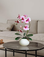 Forlaoers 17" Tall Purple Phalaenopsis Orchid Artificial Flowers Included Vase Faux Plant Potted for Indoor Home Decor Office Bathroom Wedding Decoration Table Centerpiece Arrangements Ornaments