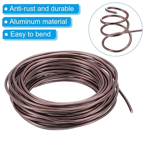 PATIKIL 3.0mm Bonsai Training Wire, 1 Roll Floral Wire Stems Anodized Aluminum Tree Wire 32.8 Feet Total for Gardening Branch Fixing, Brown
