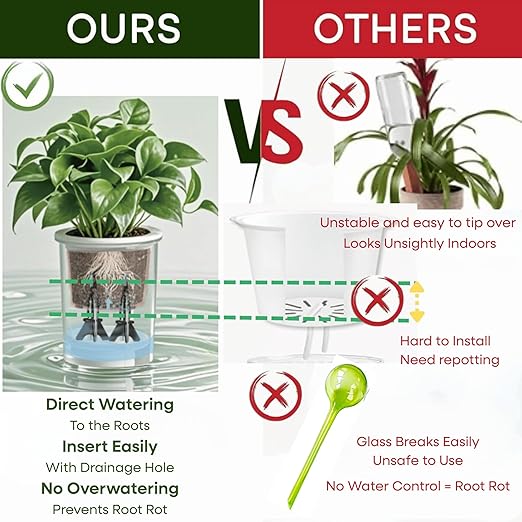 GreenShip 4-Pack Patented Self-Watering Spikes – DIY Plant Watering System for Indoor Plants, Fits Grower Pots, Reuse Containers, Automatic Self-Watering Stakes (Medium)