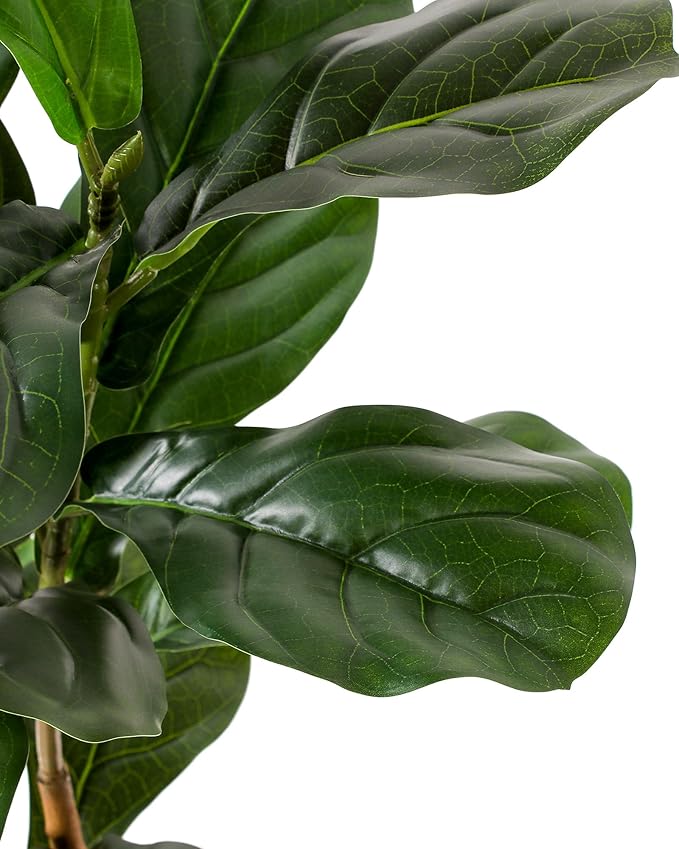 Fiddle Leaf Fig Tree, 6FT Faux Trees Indoor,Tall FakeTree with Decorative planters,Natural Wood Trunk & Realistic Fiddle Leaf, Artificial Plants for Home Office, Living Room, Outdoor