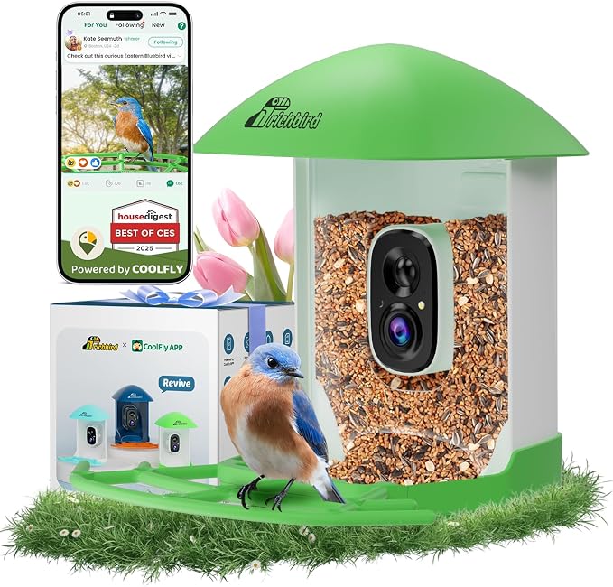 Bird Feeder with Camera, Smart Bird House with Cam for Outside, 2K HD Auto Record Video, AI Identification & Instant Alerts, Solar Powered, Bird Watching Gifts for Family and Birdlovers