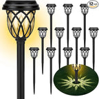 Solar Lights Outdoor 12 Pack Solar Garden Lights Waterproof IP65 Solar Landscape Lights Solar Pathway Lights for Patio, Yard, Driveway Decoration (Warm White