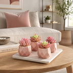 Tiita 4 Pack Artificial Faux Succulents in Pots, Mini Rose Gold Fake Plants for Women Desk, Small Realistic Faux Succulents for Home Office Accessories Window Sill Bathroom Bedroom, Rose Gold