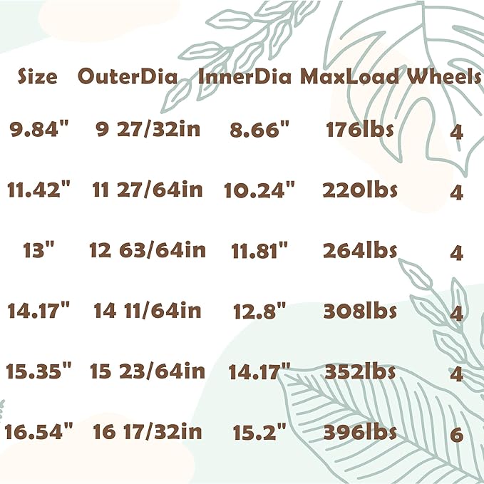 11.4 Inch Square Rolling Plant Caddy Saucer with Wheels, Heavy Duty Wheeled Planter Stand for Potted Plant, Coaster Roller Base Tray with Casters, Flower Pot Dolly Holder for Indoor Outdoor