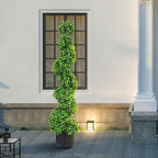 2 Pack 3FT Artificial Spiral Topiary Trees, Realistic Boxwood Trees, Evergreen PE Faux Plants with Durable Pot, Outdoor & Indoor Year-Round Garden, Patio, Porch, Home Entryway Decor