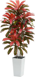 Artificial Dracaena Tree：5FT Faux Silk Tropical Yucca Floor Trees Realistic Fake Green Plant with Natural Wood Trunk & Lifelike Leaves for Home Office Decor Indoor & Outdoor (5FT,1-Pack,White)