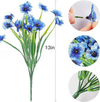 AmyHomie 20 Bundles Artificial Flowers for Outdoors UV Resistant Fake Plants, Faux Silk Flowers No Fade for Planters Garden Porch Window Box Spring Summer Decoration(Blue)
