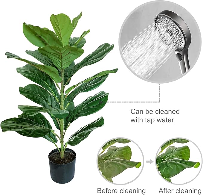 BESAMENATURE 30" Little Artificial Fiddle Leaf Fig Tree/Faux Ficus Lyrata for Home Office Decoration