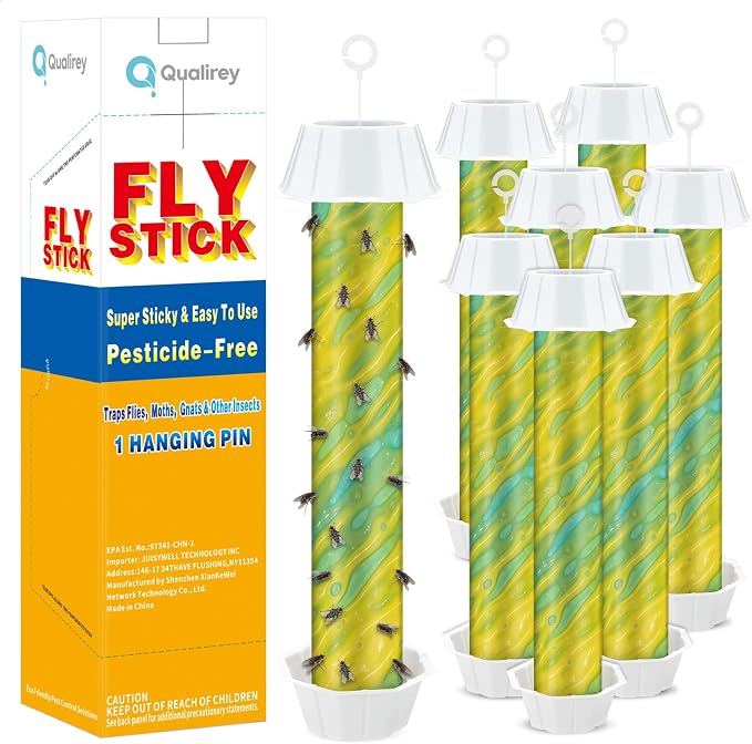 Qualirey 8 Pcs Fly Traps for Indoor Outdoor Hanging Fruit Fly Stick Trap Sticky Mosquito for Home Insect 10 x 2.5 Inches (Design-1,Yellow and Green)