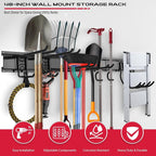 SEDY 48" Heavy Duty Garage Wall Organizer, Wall Mount Tool Storage Rack with Adjustable Hooks, Garden Tool Organizer Hold Up to 300lbs, Easy Installation (3 Panels, 8 Hooks, 3 Straps)