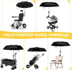 Chair Umbrella with Universal Clamp, Double Canopy Sunshade, Adjustable 360° Swivel, UPF 50+ UV Protection, Clip On Umbrella for Beach Chair, Camping Chair Patio, Stroller, Wheelchair Golf Cart 100cm/39.4in